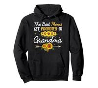 The Best Moms Get Promoted To Grandma Mother's Day Floral Pullover Hoodie
