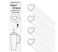 The best MOON Reusable Plastic Heart Straws for Stanley Cup Accessories | Extra Long 12 Inch 4-Pack Tumbler Accessories 40 oz & 30 oz Replacement straw Valentines Galentines day Gifts Party Favors
