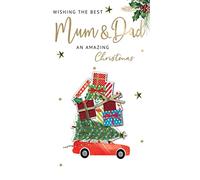 The Best Mum & Dad Embellished Christmas Card Hand-Finished Champagne Cards XCDC391