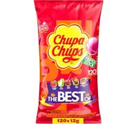 The Best Of Chupa Chups Lollipop Party Bag, 120 Individually Wrapped Assorted Lollipops in 5 Classic Flavours, Fruit & Cola Sweets, Party Favour Sweets, Bulk Candy Bag, Ideal for Halloween & Christmas