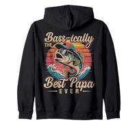 The Best Papa Ever Bass Fishing Humor Father's Day Fisherman Zip Hoodie