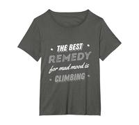 The Best Remedy for Mad Mood is Climbing Climbing Wall T-Shirt, Women's Plus, Asphalt Grey, 1X