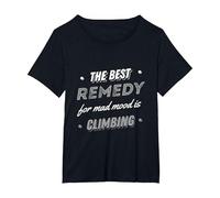 The Best Remedy for Mad Mood is Climbing Climbing Wall T-Shirt, Women's Plus, Black, 1X