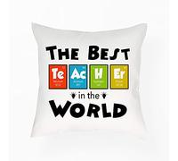 The Best Teacher in The World, Periodic Table of Elements, Appreciation Gift for Chemistry or Science Teacher, End of Term Present, Home Décor, Satin Throw Pillow/Cushion. (Satin Cushion Cover)