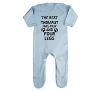 The Best Therapist Has Fur and Four Legs Baby Romper Jumpsuit with feet, 0-3 Months, Pastel Blue