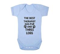 The Best Therapist Has Fur and Three Legs Legged Pet Baby Grow Vest, 0-3 Months, Pastel Blue