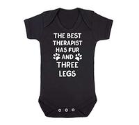 The Best Therapist Has Fur and Three Legs Legged Pet Baby Grow Vest, 3-6 Months, Black