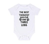 The Best Therapist Has Fur and Three Legs Legged Pet Baby Grow Vest, 6-12 Months, White