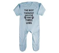 The Best Therapist Has Fur and Three Legs Legged Pet Baby Romper Jumpsuit with feet, 0-3 Months, Pastel Blue