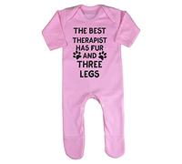 The Best Therapist Has Fur and Three Legs Legged Pet Baby Romper Jumpsuit with feet, 3-6 Months, Pastel Pink