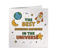 The Best Universe Detective Inspector Greeting Card - for Office Pal, Workmate - Any Occasion - Custom Job Role Text - UK Printed
