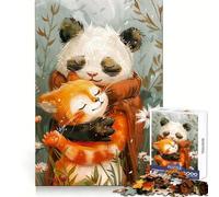 The Bestfriend Panda Cat 1000 Teenager Pieces Jigsaw Puzzle Mind Exercise Toy Bonding Time Precision Cut Art Collection Piece (38x26cm)