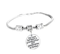The Between A Grandmother And Granddaughter Is Forever Metal Bangle Gift For Grandma Western Jewelry for Women Rings (Silver, One Size)