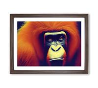 The Bewitching Orangutan Framed Print | A4 Walnut Framed Wall Art | Ready to Hang | Modern Animal Picture | Living Room Bedroom Lounge Office