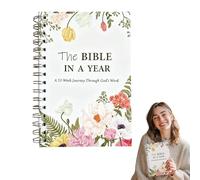 The Bible In A Year: 52 Week Study Journal for Women Men, Spiral Bibles Journal Bible Study Guide, A Beautiful Year in The Bibles, Scripture Note Taking, Christian Journaling