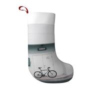 The Bicycle Next To The House Christmas Stocking – Festive Holiday Decor With Full-Print Design, Perfect For Christmas, New Year Gift-Giving