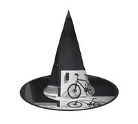 The Bicycle Next To The House Halloween Hat â€“ Spooky Party Costume Accessory With Full-Print Design â€“ Lightweight Foldable Witch Hat For Halloween, Carnival, Masquerade & Role Play Events