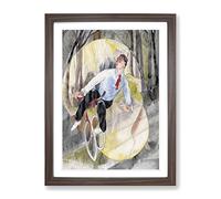 The Bicycle Rider By Charles Demuth Classic Painting Framed Wall Art Print, Ready to Hang Picture for Living Room Bedroom Home Office Décor, Walnut A2 (64 x 46 cm)