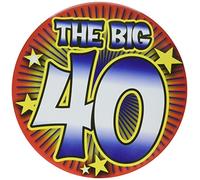 The Big 40' Multicolor Jumbo Birthday Button Pin (Pack of 1) - Eye-Catching Design, Perfect Accessory for Milestone Celebration, Parties, & Events Halloween, World Book Day