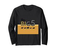 The Big 5 African Safari Adventure Wildlife Enthusiasts Long Sleeve T-Shirt, Adult Unisex, Black, M