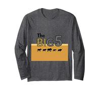 The Big 5 African Safari Adventure Wildlife Enthusiasts Long Sleeve T-Shirt, Adult Unisex, Dark Heather Grey, S