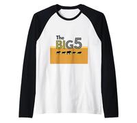The Big 5 African Safari Adventure Wildlife Enthusiasts Raglan Baseball Tee, Men, Black/White, M