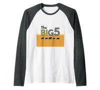 The Big 5 African Safari Adventure Wildlife Enthusiasts Raglan Baseball Tee, Men, Dark Heather/White, XXL