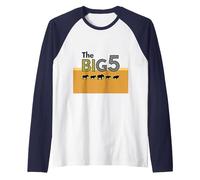 The Big 5 African Safari Adventure Wildlife Enthusiasts Raglan Baseball Tee, Men, Navy/White, L