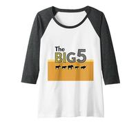 The Big 5 African Safari Adventure Wildlife Enthusiasts Raglan Baseball Tee, Women, Dark Heather/White, XXL