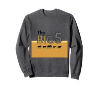 The Big 5 African Safari Adventure Wildlife Enthusiasts Sweatshirt, Adult Unisex, Dark Heather Grey, S