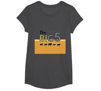 The Big 5 African Safari Adventure Wildlife Enthusiasts T-Shirt, Girls, Dark Heather Grey, Large