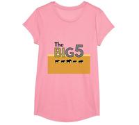 The Big 5 African Safari Adventure Wildlife Enthusiasts T-Shirt, Girls, Pink, Medium