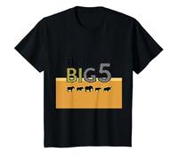 The Big 5 African Safari Adventure Wildlife Enthusiasts T-Shirt, Kids, Black, 12 Years