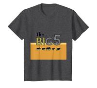 The Big 5 African Safari Adventure Wildlife Enthusiasts T-Shirt, Kids, Dark Heather Grey, 10 Years