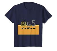 The Big 5 African Safari Adventure Wildlife Enthusiasts T-Shirt, Kids, Navy, 12 Years