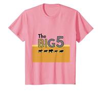 The Big 5 African Safari Adventure Wildlife Enthusiasts T-Shirt, Kids, Pink, 3 Years