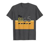 The Big 5 African Safari Adventure Wildlife Enthusiasts T-Shirt, Men, Dark Heather Grey, L
