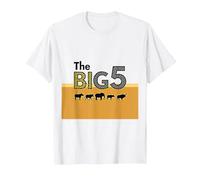 The Big 5 African Safari Adventure Wildlife Enthusiasts T-Shirt, Men, White, 6XL