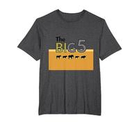 The Big 5 African Safari Adventure Wildlife Enthusiasts T-Shirt, Men's Big and Tall, Dark Heather Grey, 6X Tall