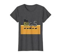 The Big 5 African Safari Adventure Wildlife Enthusiasts T-Shirt, Women, Dark Heather Grey, M