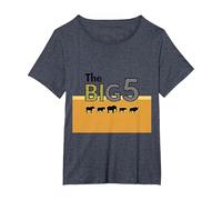 The Big 5 African Safari Adventure Wildlife Enthusiasts T-Shirt, Women's Plus, Heather Blue, 1X