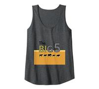 The Big 5 African Safari Adventure Wildlife Enthusiasts Tank Top, Women, Dark Heather Grey, XXL