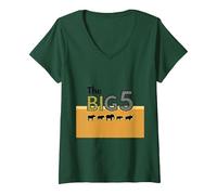 The Big 5 African Safari Adventure Wildlife Enthusiasts V-Neck T-Shirt, Women, Forest Green, S