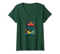 The Big 5 Birthday Boy Milestone Celebration V-Neck T-Shirt, Women, Forest Green, M
