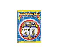 The Big 60' Multicolor Jumbo Birthday Button Pin (Pack of 1) - Eye-Catching Design, Perfect Accessory for Milestone Celebration, Parties, & Events Halloween, World Book Day