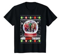 The Big Bang Theory Girl's Snow Globe Cotton Christmas T-Shirt in Black | Size: 5-6 Years The Big Bang Theory Black 5-6 Years