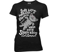 The Big Bang Theory Soft Kitty Warm Kitty Black Juniors T-Shirt (X-Large)