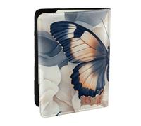 The Big Butterfly is On A Blue and White Background Printed Passport Holder,Travel Pu Leather Passport Cover Case Organiser for Men Women,6.5 Inch