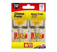 The Big Cheese Pedal FSC Mouse Trap - Twinpack, Cheese Scented and Ready-To-Use, Kills Mice with Spring Mechanism, Dual Settings, Wooden, Indoor and Outdoor Use