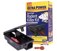 The Big Cheese Ultra Power Block Bait Rodent Killer Kit, Refillable Bait Station and 3x20g Brodifacoum Blocks, Rat and Mice Poisoning Blocks, Fast Acting, Red, Biodegradable, Indoor and Outdoor Use